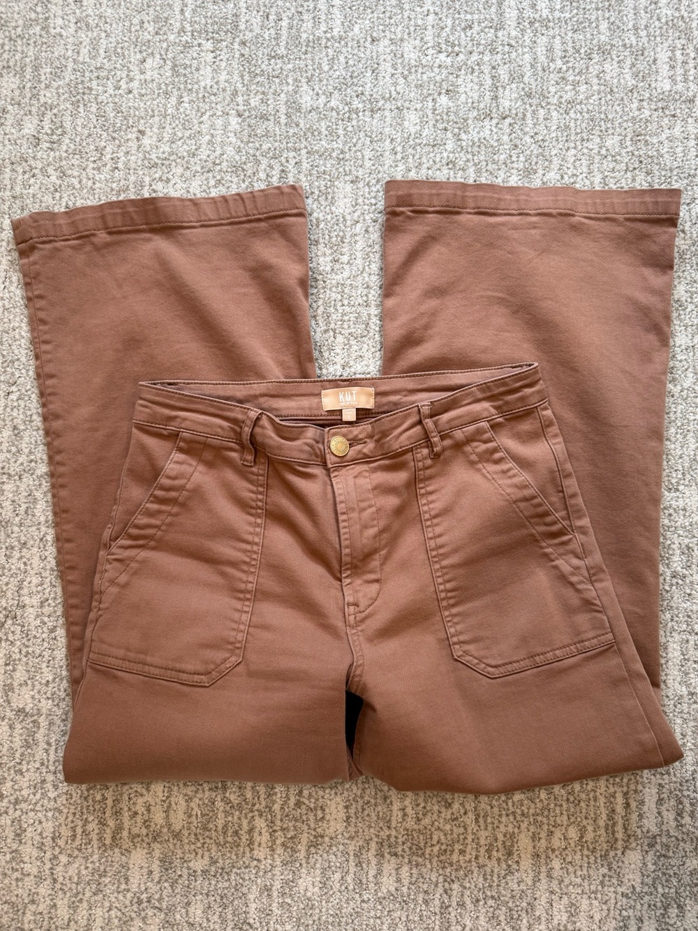 KUT from the Kloth Meg Wide-Leg, Mocha Brown Utility Pants